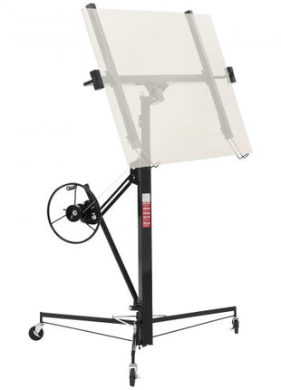 11ft Drywall Lift, Heavy-Duty 150 lbs Sheetrock Hoist with Adjustable Telescoping Arm, Lockable Wheels, Drywall Lifter Panel Jack Hoist Tools Ideal for Ceiling & Wall Installation (Black)