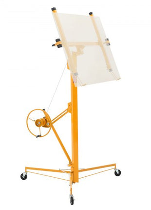 16ft Drywall Lift, Heavy-Duty 150 lbs Sheetrock Hoist with Adjustable Telescoping Arm, Lockable Wheels, Drywall Lifter Panel Jack Hoist Tools Ideal for Ceiling & Wall Installation (Yellow)