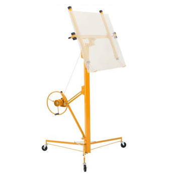 16ft Drywall Lift, Heavy-Duty 150 lbs Sheetrock Hoist with Adjustable Telescoping Arm, Lockable Wheels, Drywall Lifter Panel Jack Hoist Tools Ideal for Ceiling & Wall Installation (Yellow)