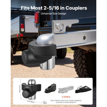 Trailer Hitch Lock, Compatible with 2-5/16 in Couplers, Heavy-Duty Anti-Theft Trailer Ball Lock with 3 Keys, Prying-Resistant & Impact-Resistant, Fits for RVs, Boats, Off-Road Vehicles, Trailers