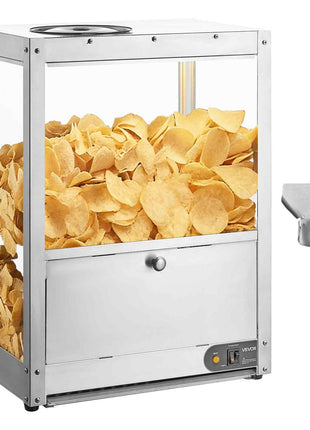 Commercial Nacho Chip Warmer, 85QT Chip Warmer Machine with Heating Base and Warming Light, Nacho Machine with Deflection Board, Stainless Steel, for Nacho Chips, Popcorn, Potato Chips, Peanut