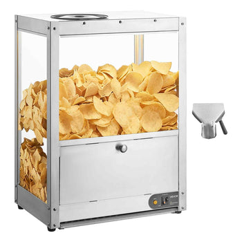 Commercial Nacho Chip Warmer, 85QT Chip Warmer Machine with Heating Base and Warming Light, Nacho Machine with Deflection Board, Stainless Steel, for Nacho Chips, Popcorn, Potato Chips, Peanut