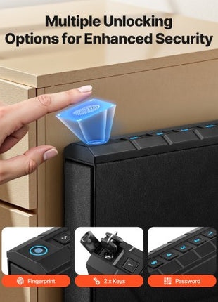Gun Safe, Slider Handgun Gun Safe with Fingerprint/Password/Key, 3-Way Quick Access Firearm Case Box with Lighting for 1 Pistol & Magazine, Mounted Pistol Gun Box for Nightstand Bedside Desk Car