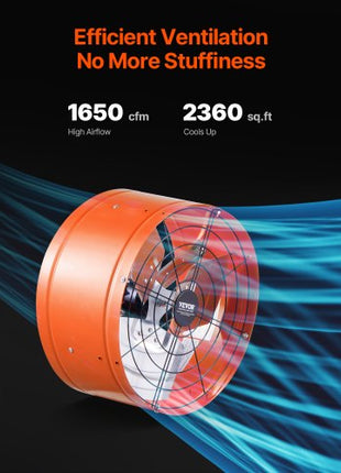 Gable Mount Fan, 15 Inch Attic Exhaust Fan with Adjustable Thermostat & Outer Mesh, 1650 CFM House Ventilator Cools Up to 2360 Sq.Ft, Quiet Ventilation for Roof, Garage & Shop, Vibrant Orange