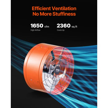 Gable Mount Fan, 15 Inch Attic Exhaust Fan with Adjustable Thermostat & Outer Mesh, 1650 CFM House Ventilator Cools Up to 2360 Sq.Ft, Quiet Ventilation for Roof, Garage & Shop, Vibrant Orange