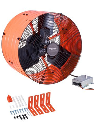 Gable Mount Fan, 16 Inch Attic Exhaust Fan with Adjustable Thermostat & Outer Mesh, 2940 CFM House Ventilator Cools Up to 4200 Sq.Ft, Quiet Ventilation for Roof, Garage & Shop, Vibrant Orange
