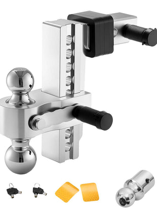 Adjustable Trailer Hitch, 8-Inch Drop Hitch, Tri-Ball Mount for 2-Inch Hitch Receiver, Trailer Ball Size 1-7/8", 2" and 2-5/16", Max 15000 lbs Ball Hitch, Towing Hitch for RVs, ATVs, and Trucks