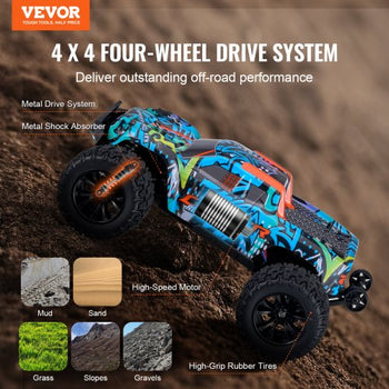 Remote Control Car, 1:14 Scale RC Car for Kids, All Terrain 4WD Off-Road Truck with 1 Extra Car Shell, 45° Wheelie & Adjustable Speed, 42 km/h Hobby RC Car Toy, for 8+ Year Boys Girls