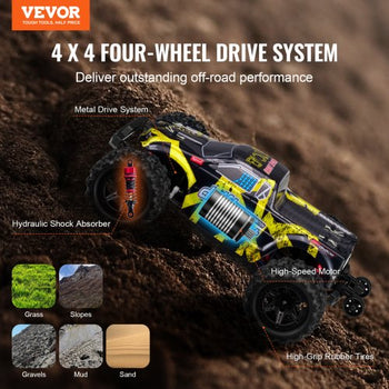 Remote Control Car, 1:18 Scale RC Car for Kids, All Terrain 4WD Off-Road Truck with 45° Wheelie & Adjustable Speed, 45 km/h High-Speed Hobby RC Racing Car Toy, Ideal Gift for 8+ Year Kids, IPX4