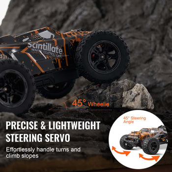 Remote Control Car, 1:10 Scale RC Car for Kids,  All Terrain 4WD Off-Road Truck with 45° Wheelie & Adjustable Speed, 50 km/h High-Speed Hobby RC Racing Car Toy, Ideal Gift for 8+ Year Kids, IPX4