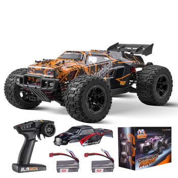 Remote Control Car, 1:10 Scale RC Car for Kids,  All Terrain 4WD Off-Road Truck with 45° Wheelie & Adjustable Speed, 50 km/h High-Speed Hobby RC Racing Car Toy, Ideal Gift for 8+ Year Kids, IPX4