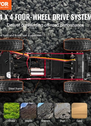 Remote Control Car, 1:24 Scale RC Car for Kids, All Terrain 4WD Off-Road Truck with Full Lighting, 1 Extra Shell & 2 Rechargeable Batteries, 2-Speed Hobby Racing Car for 14+ Years Boys Girls