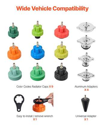 Coolant Pressure Tester Kit, 22Pcs Radiator Vacuum Refill Kit with 4 Adapters, Universal Fit, Automotive Cooling System Pressure Tester Kit, with Pressure Pump & Aluminum Alloy Purge Filler