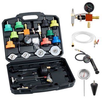 Coolant Pressure Tester Kit, 22Pcs Radiator Vacuum Refill Kit with 4 Adapters, Universal Fit, Automotive Cooling System Pressure Tester Kit, with Pressure Pump & Aluminum Alloy Purge Filler