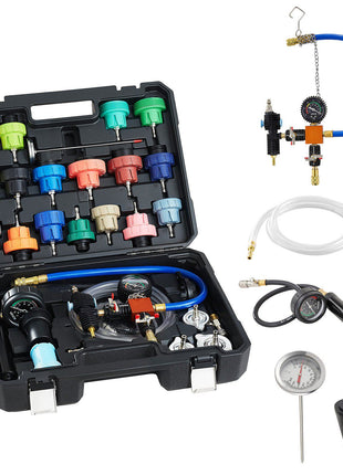 Coolant Pressure Tester Kit, 31Pcs Radiator Vacuum Refill Kit with 3 Metal Adapters, Universal Fit, Automotive Cooling System Pressure Tester Tool, with Pressures Pump & Aluminum-Plastic Filler