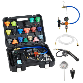 Coolant Pressure Tester Kit, 31Pcs Radiator Vacuum Refill Kit with 3 Metal Adapters, Universal Fit, Automotive Cooling System Pressure Tester Tool, with Pressures Pump & Aluminum-Plastic Filler