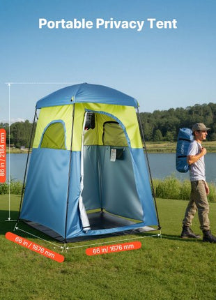 Camping Shower Tent, 1 Room, Portable Privacy Tent Changing Room with Shower Bag, Ground Stakes, Ropes, Carry Bag, and Support Poles, 150D Oxford Fabric with Silver Coating, for Camping, Fishing