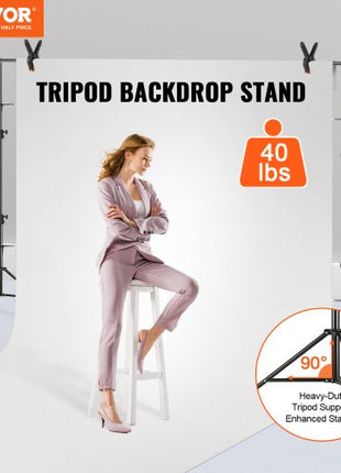 12 x 10 ft Heavy Duty Backdrop Stand, Height Adjustable Photography Backdrop Stand, Background Support System with 6 Clamps and A Carry Bag, for Party, Wedding, Display, Photo