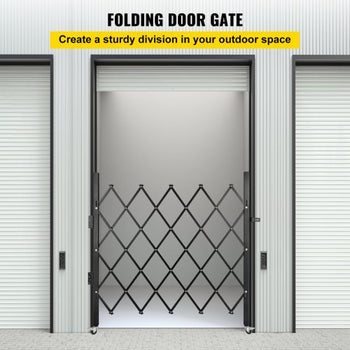 Single Folding Security Gate, 5\' H x 5-1/2\' W Folding Door Gate, Steel Accordion Security Gate, Flexible Expanding Security Gate, 360° Rolling Barricade Gate, Scissor Gate/Door with Padlock