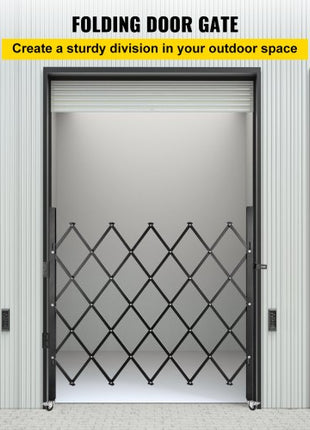 Single Folding Security Gate, 48\" H x 66\" W Folding Door Gate, Steel Accordion Security Gate, Flexible Expanding Security Gate, 360° Rolling Barricade Gate, Scissor Gate or Door with Padlock