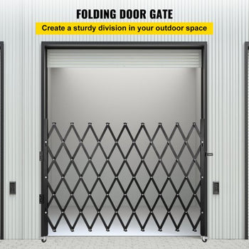 Single Folding Security Gate, 74"W x 51.57"H Folding Door Gate, Steel Accordion Security Gate, Flexible Expanding Security Gate, 360° Rolling Barricade Gate, Scissor Gate or Door with Padlock
