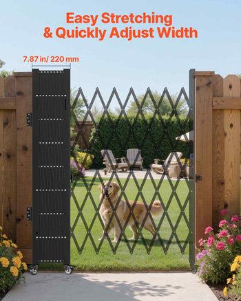 Single Folding Security Gate, 7.25 ft H x 7.8 ft W Folding Door Gate, Steel Accordion Security Gate, Flexible Expanding Security Gate, 360° Rolling Barricade Gate, Scissor Gate/Door with Padlock