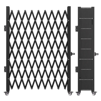 Single Folding Security Gate, 7.25 ft H x 7.8 ft W Folding Door Gate, Steel Accordion Security Gate, Flexible Expanding Security Gate, 360° Rolling Barricade Gate, Scissor Gate/Door with Padlock