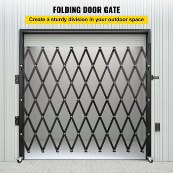 Single Folding Security Gate, 7 ft H x 7 ft W Folding Door Gate, Steel Accordion Security Gate, Flexible Expanding Security Gate, 360° Rolling Barricade Gate, Scissor Gate/Door with Padlock