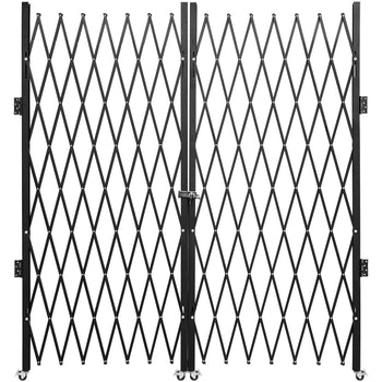 Double Folding Security Gate, 6-1/2\' H x 12\' W Folding Door Gate, Steel Accordion Security Gate, Flexible Expanding Security Gate, 360° Rolling Barricade Gate, Scissor Gate or Door with Keys