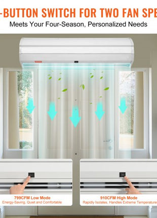 36" Commercial Indoor Air Curtain Super Power 2 Speeds 900CFM, Wall Mounted Air Curtains for Doors, Indoor Over Door Fan with Heavy Duty Limit Switch, Easy-Install 110V Unheated