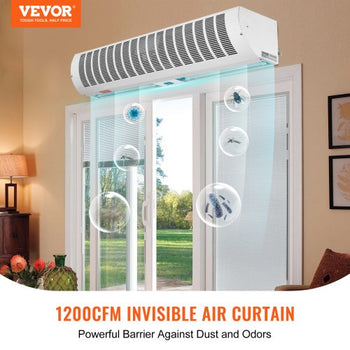 36" Industrial Air Door Blower, Dual-Speed 1200CFM, for Indoor Entryways, Includes Robust Limit Switch, Wall Mount Design, 110V Non-Heated, Simplified Installation
