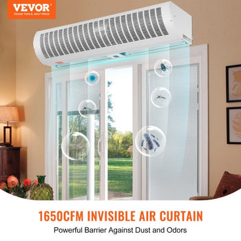 48" Commercial Indoor Air Curtain Super Power 2 Speeds 1650CFM, Wall Mounted Air Curtains for Doors, Indoor Over Door Fan with Heavy Duty Limit Switch, Easy-Install 110V Unheated