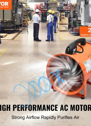 Portable Ventilator, 10 inch Heavy Duty Cylinder Fan with 33ft Duct Hose, 350W Strong Shop Exhaust Blower 1948CFM, Industrial Utility Blower for Sucking Dust, Smoke, Smoke Home/Workplace