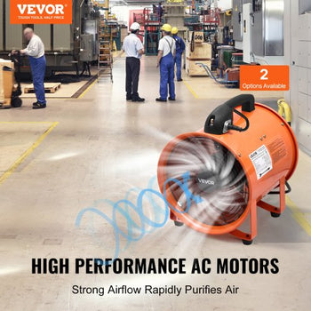 Portable Ventilator, 10 inch Heavy Duty Cylinder Fan with 33ft Duct Hose, 350W Strong Shop Exhaust Blower 1948CFM, Industrial Utility Blower for Sucking Dust, Smoke, Smoke Home/Workplace
