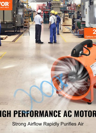 Portable Ventilator, 12 inch Heavy Duty Cylinder Fan with 33ft Duct Hose, 560W Strong Shop Exhaust Blower 2894CFM, Industrial Utility Blower for Sucking Dust, Smoke, Smoke Home/Workplace