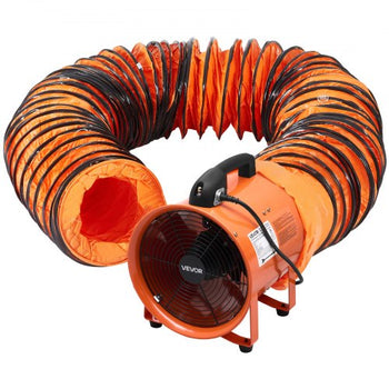 Portable Ventilator, 12 inch Heavy Duty Cylinder Fan with 33ft Duct Hose, 560W Strong Shop Exhaust Blower 2894CFM, Industrial Utility Blower for Sucking Dust, Smoke, Smoke Home/Workplace