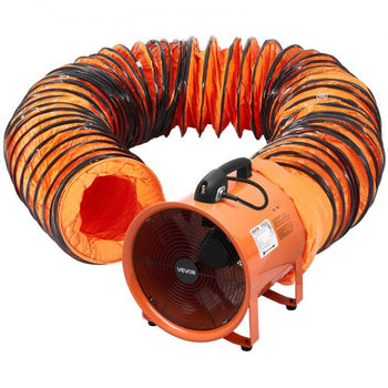 Portable Ventilator, 16 inch Heavy Duty Cylinder Fan with 33ft Duct Hose, 1350W Strong Shop Exhaust Blower 5175CFM, Industrial Utility Blower for Sucking Dust, Smoke, Smoke Home/Workplace