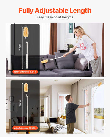 Duster Refills, Heavy Duty Dusters for Cleaning, 3 ft Extendable Handle with 10 Refills, Reusable Non-woven Fabric 360° Cleaning Kit for Dusting Furniture, Blinds, Ceiling Fans, Walls, Corners