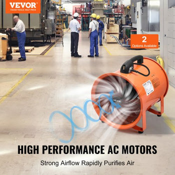 Portable Ventilator, 16 inch Heavy Duty Cylinder Fan with 16.4ft Duct Hose, 1350W Strong Shop Exhaust Blower 5175CFM, Industrial Utility Blower for Sucking Dust, Smoke, Smoke Home/Workplace