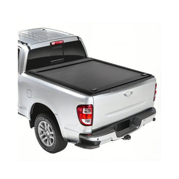 Retractable Tonneau Cover, 5.5 ft Hard Tonneau Cover with Built-in Drainage Pipe for 2022 - 2024 Toyota Tundra Crew Cab w/ Deck Rail System , Hard Tonneau Cover with Double-Lock & T-Slot