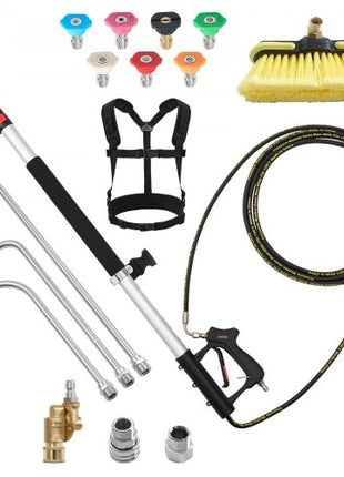 25 FT Pressure Washer Telescoping Wand, with Power Washer Extension Wands & High Pressure Hose, Brush Head, 7 Nozzles, Hose Adapter, Upgrade Support Belt, Storage Bag, 4000 PSI for High Cleaning