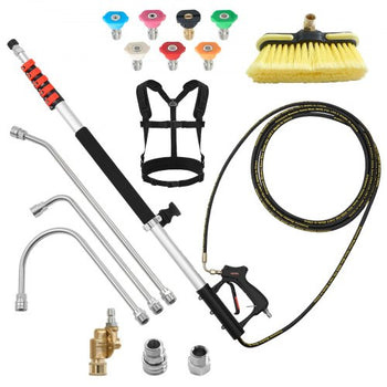 25 FT Pressure Washer Telescoping Wand, with Power Washer Extension Wands & High Pressure Hose, Brush Head, 7 Nozzles, Hose Adapter, Upgrade Support Belt, Storage Bag, 4000 PSI for High Cleaning