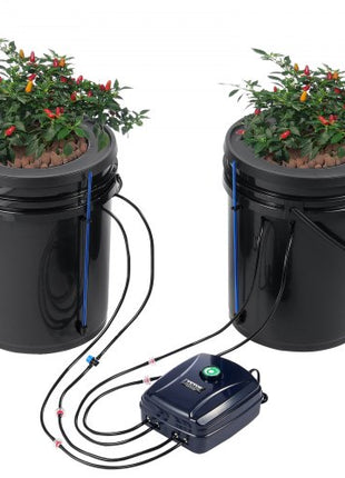 DWC Hydroponics Grow System, Hydroponic Growing System with Top Drip Kit, Deep Water Culture 5-Gallon 2 Buckets, with Air Pump, Air Stones and Water Level Device for Leafy Vegetables