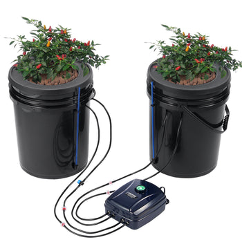 DWC Hydroponics Grow System, Hydroponic Growing System with Top Drip Kit, Deep Water Culture 5-Gallon 2 Buckets, with Air Pump, Air Stones and Water Level Device for Leafy Vegetables