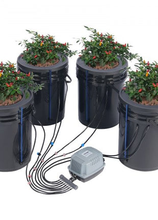 DWC Hydroponics Grow System, Hydroponic Growing System with Top Drip Kit, Deep Water Culture 5-Gallon 4 Buckets, with Air Pump, Air Stones and Water Level Device for Leafy Vegetables