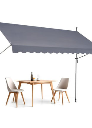 138 x 47" Patio Awning Retractable, Awning Sunshade Shelter with Manual Crank Handle, Outdoor Patio Canopy Sunsetter Deck, Adjustable Height from 86 to 122 in, for Patio/Balcony/Yard, Dark Gray