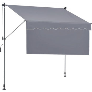 Manual Retractable Awning, 78" Outdoor Retractable Patio Awning Sunshade Shelter, Adjustable Patio Door Window Awning Canopy with 39" Sun Shade Curtain for Backyard, Garden, Balcony