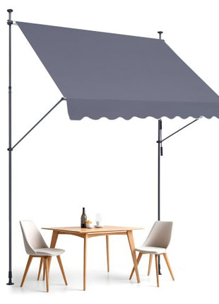 98 x 47" Patio Awning Retractable, Awning Sunshade Shelter with Manual Crank Handle, Outdoor Patio Canopy Sunsetter Deck, Adjustable Height from 86 to 122 in, for Patio/Balcony/Yard, Dark Gray