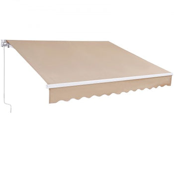 Manual Retractable Awning, 10 x 8 ft Outdoor Patio Awning Retractable Sun Shade, Water-Resistant Polyester Patio Door Window Awning Sunshade Shelter with Crank Handle for Backyard, Balcony