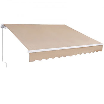 Manual Retractable Awning, 8 x 7 ft Outdoor Patio Awning Retractable Sun Shade, Water-Resistant Polyester Patio Door Window Awning Sunshade Shelter with Crank Handle for Backyard, Balcony